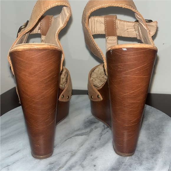 Steve Madden Wyliee Womens T Strap Peep Toe Leather Wedge Sandals Sz 9 - Picture 9 of 12